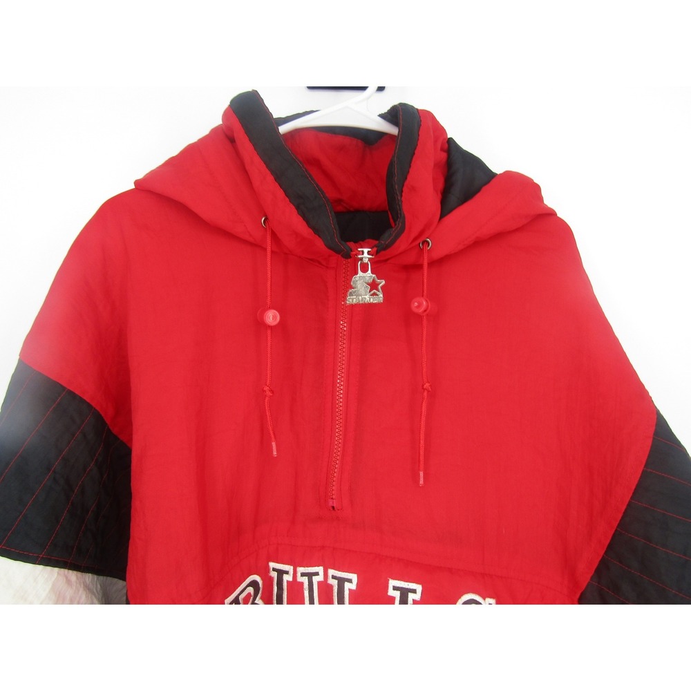 Starter Chicago Bulls Jacket Large Red Vintage 90s NBA Anorak Gorpcore Hip Hop - Picture 5 of 16